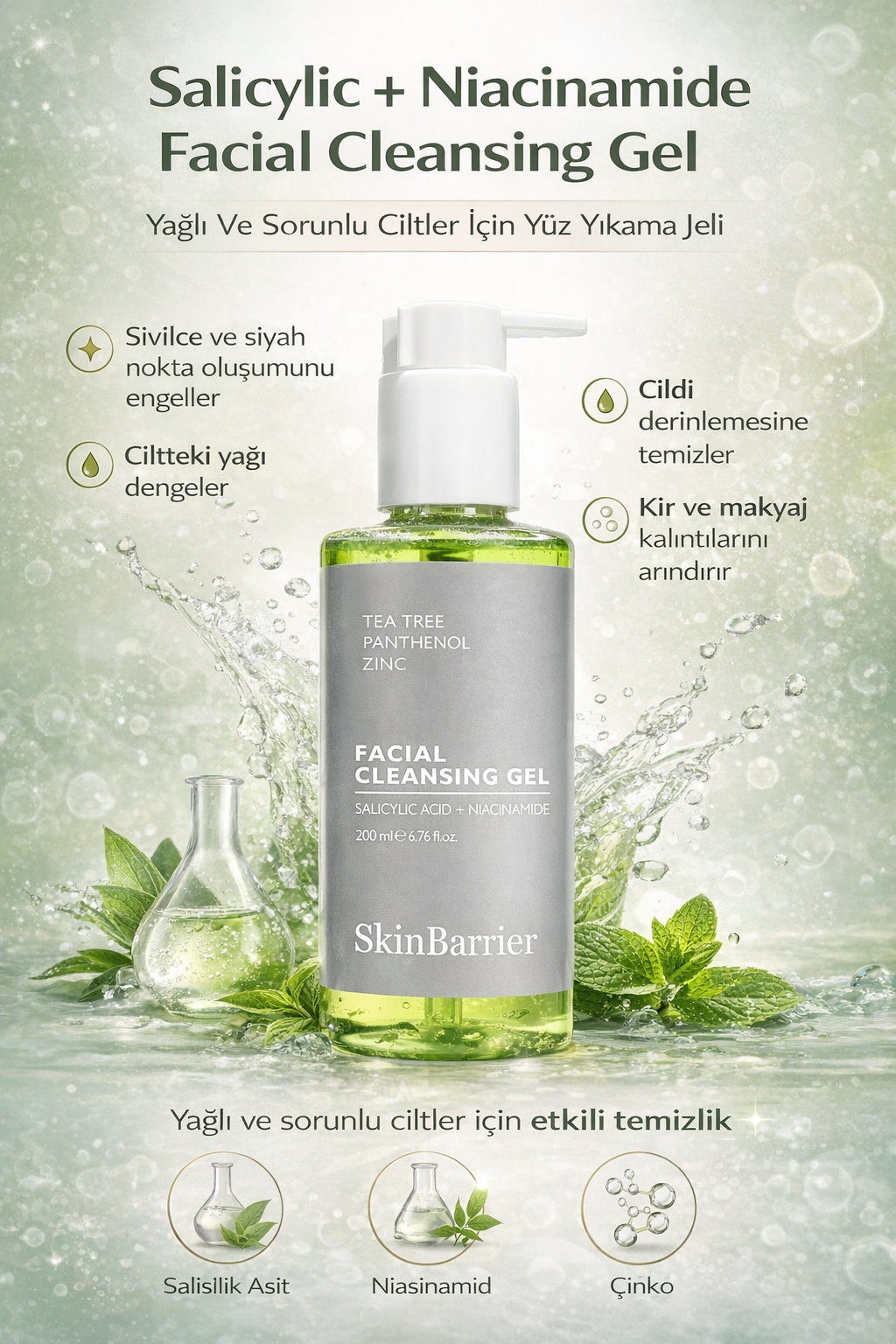 Skinbarrier Salicylic + Niacinamide Facial Cleansing Gel - Yağlı Ve Sorunlu Ciltler Için Yüz Yıkama Jeli 200ml