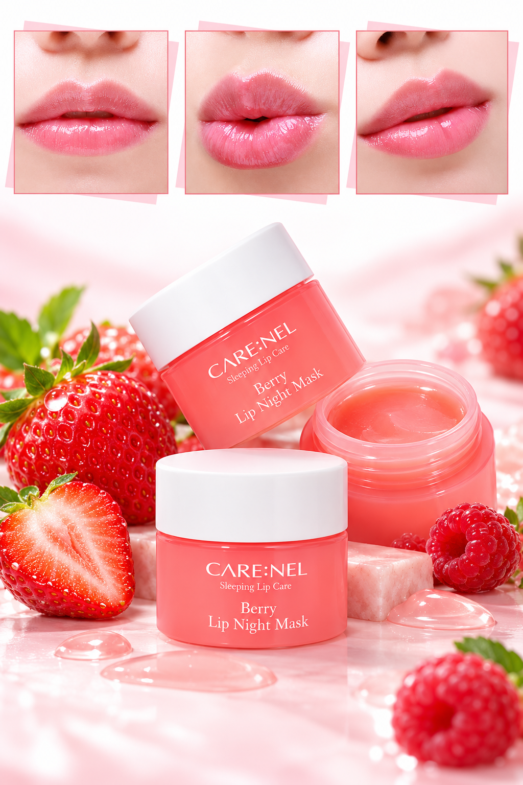 CARE:NEL Berry Lip Night Mask Yoğun Nemlendirici Gece Dudak Maskesi – Çatlak ve Kuru Dudak Bakımı 5g
