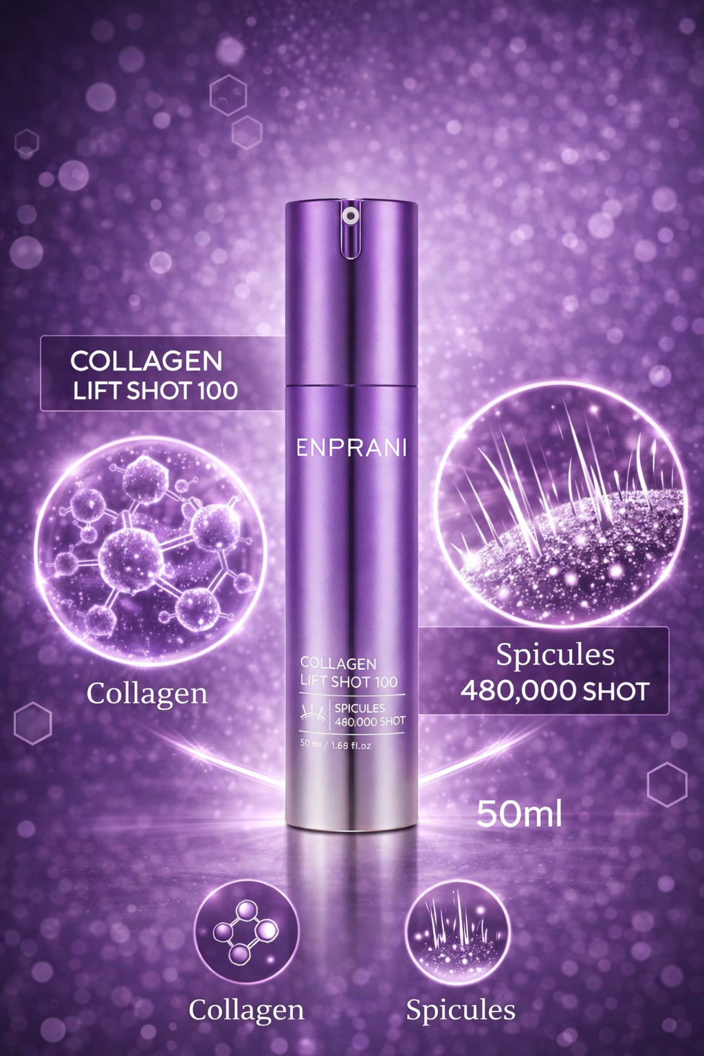ENPRANI Collagen LIF-SHOT 100 - Beyazlatıcı Ve Kırışıklık Karşıtı Krem (480.000 SHOT) 50ml