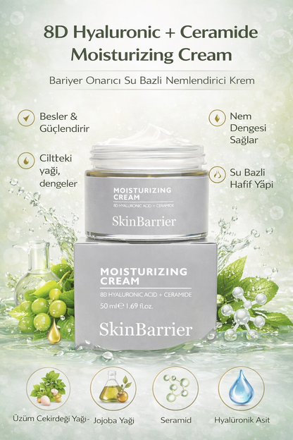 Skinbarrier 8d Hyaluronic Ceramide Moisturizing Cream - Bariyer Onarıcı Su Bazlı Nemlendirici Krem 50ml
